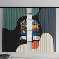 Stupid Canadian Wolf Bird Window Curtain with Retro Sunset Stripe Pattern
