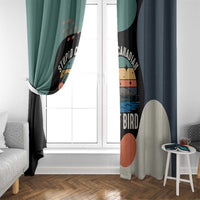 Stupid Canadian Wolf Bird Window Curtain with Retro Sunset Stripe Pattern