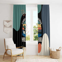 Stupid Canadian Wolf Bird Window Curtain with Retro Sunset Stripe Pattern