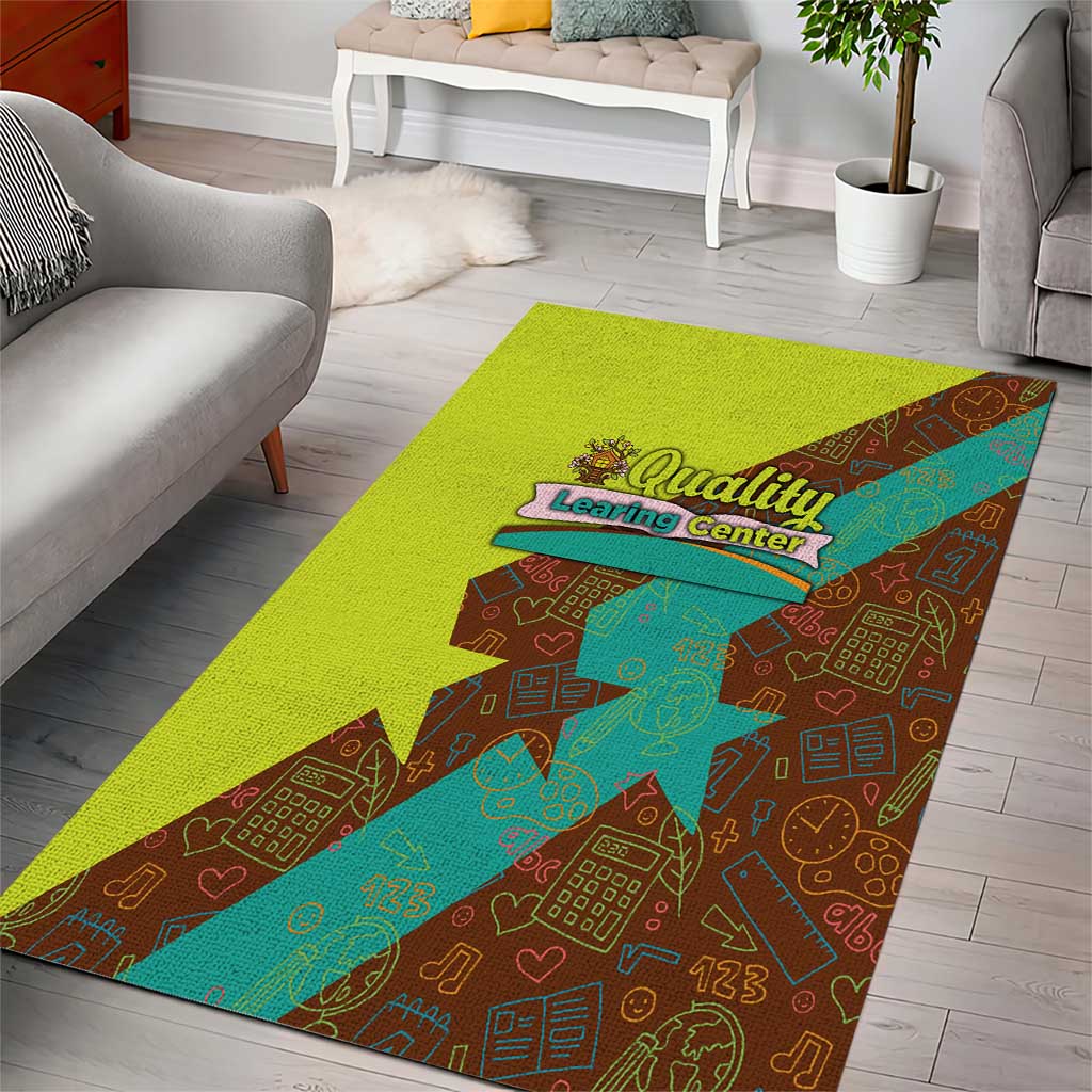 Quality Learning Center Area Rug with School Supply Doodle Pattern