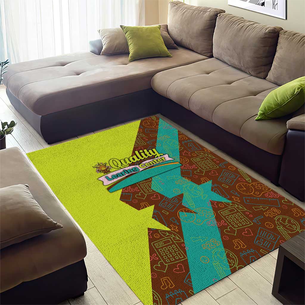 Quality Learning Center Area Rug with School Supply Doodle Pattern