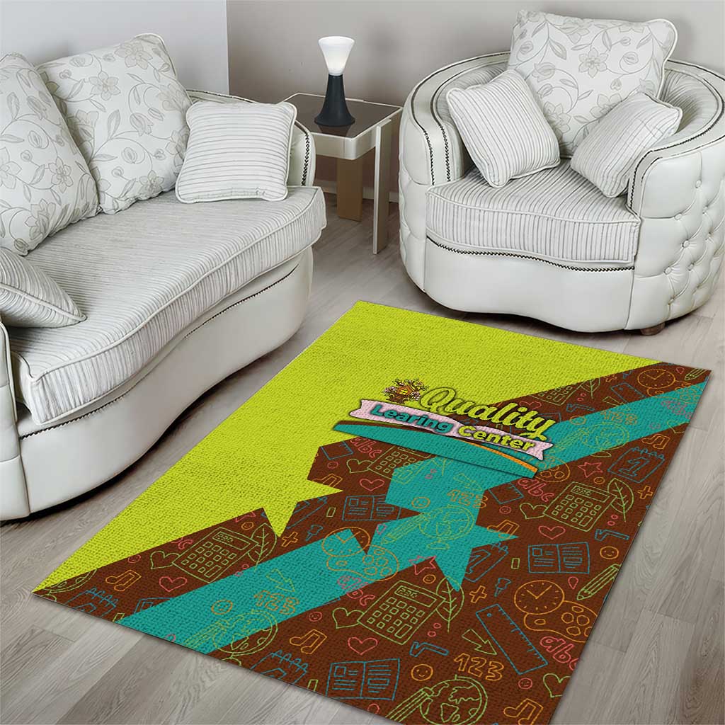 Quality Learning Center Area Rug with School Supply Doodle Pattern