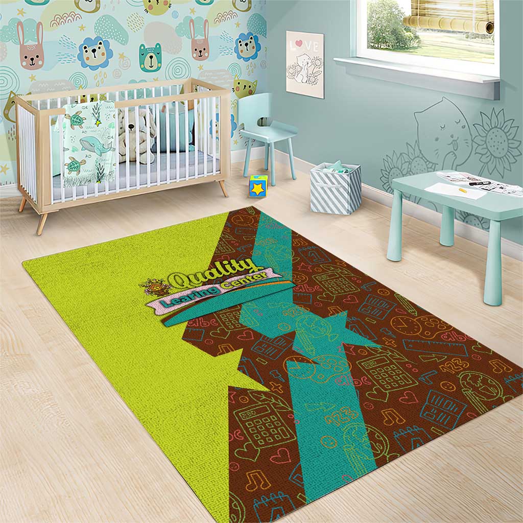 Quality Learning Center Area Rug with School Supply Doodle Pattern