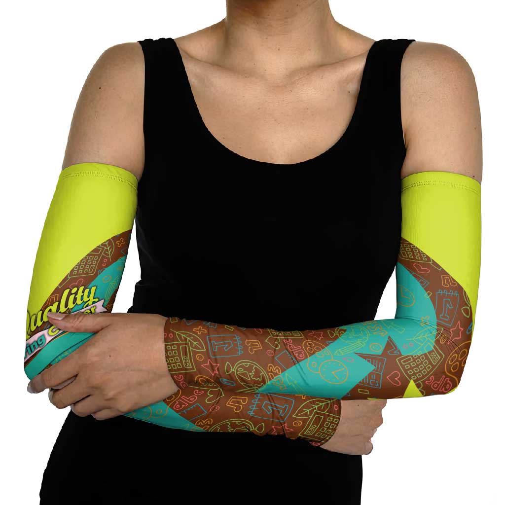 Quality Learning Center Arm Sleeves with School Supply Doodle Pattern