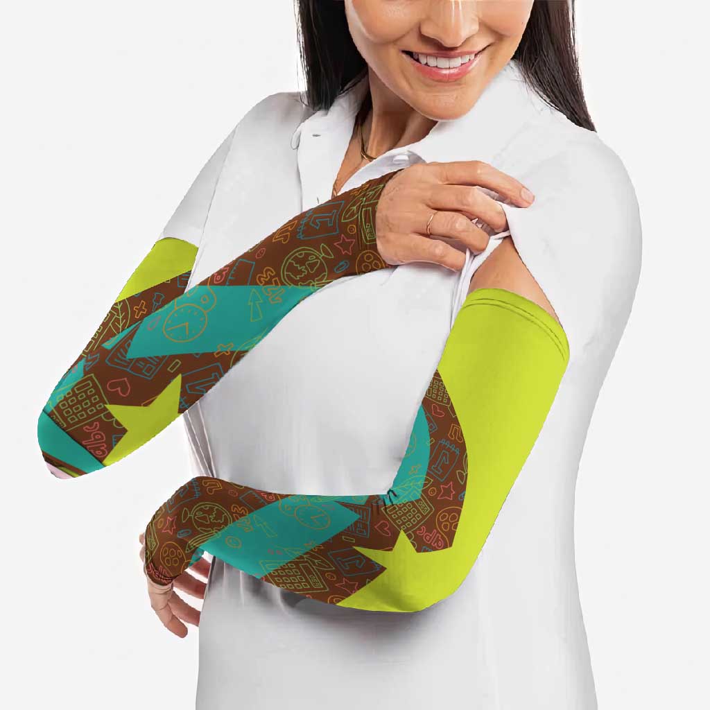 Quality Learning Center Arm Sleeves with School Supply Doodle Pattern