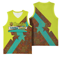 Quality Learning Center Basketball Jersey with School Supply Doodle Pattern