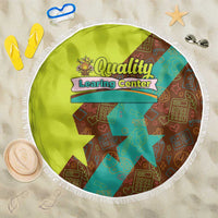 Quality Learning Center Beach Blanket with School Supply Doodle Pattern