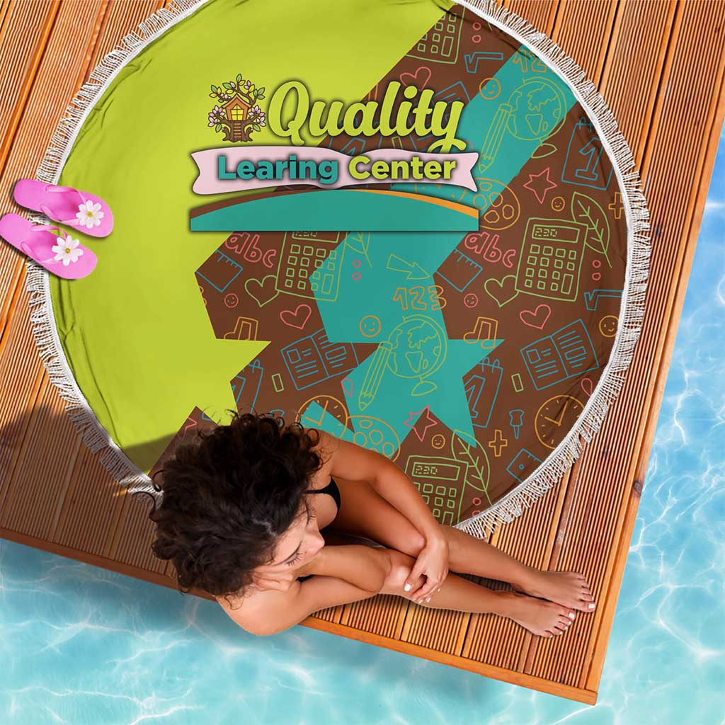 Quality Learning Center Beach Blanket with School Supply Doodle Pattern