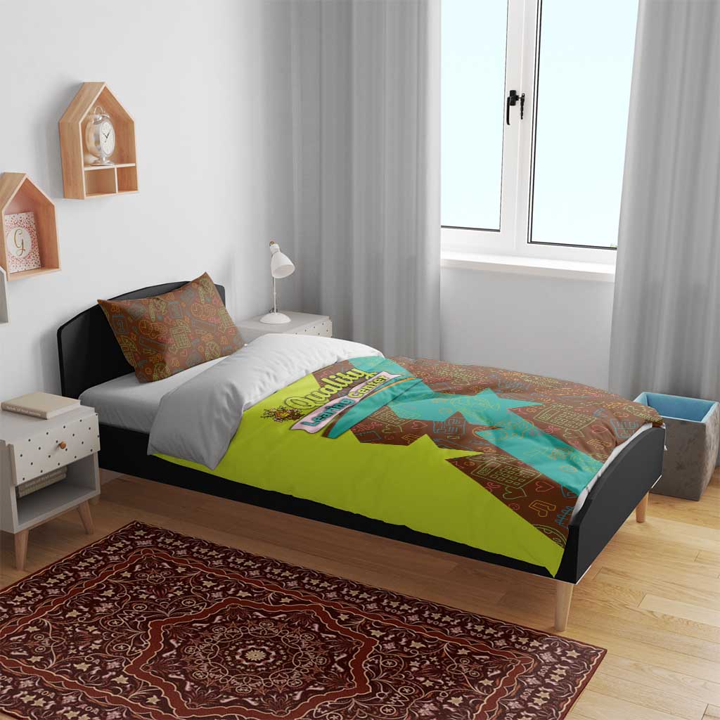 Quality Learning Center Bedding Set with School Supply Doodle Pattern