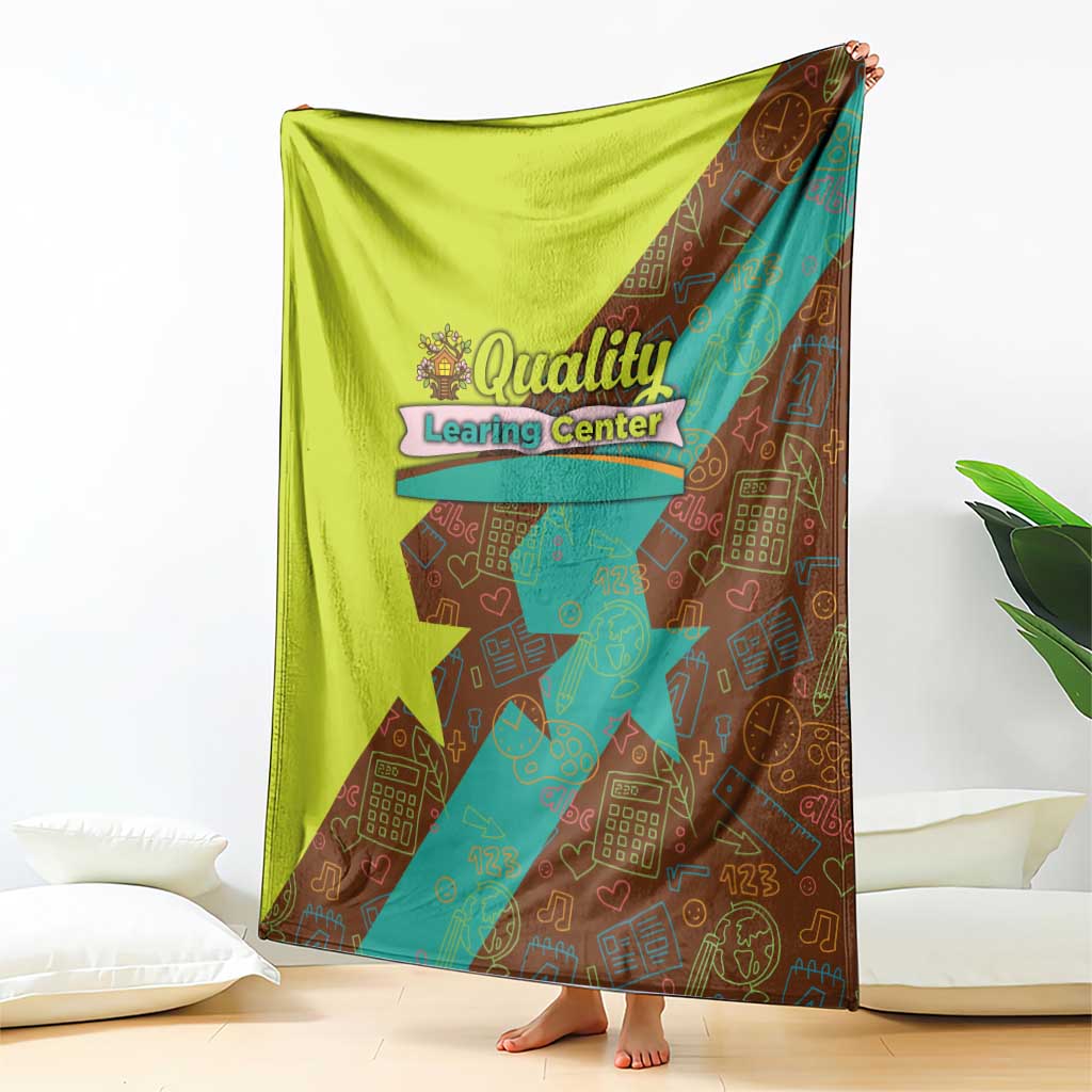 Quality Learning Center Blanket with School Supply Doodle Pattern