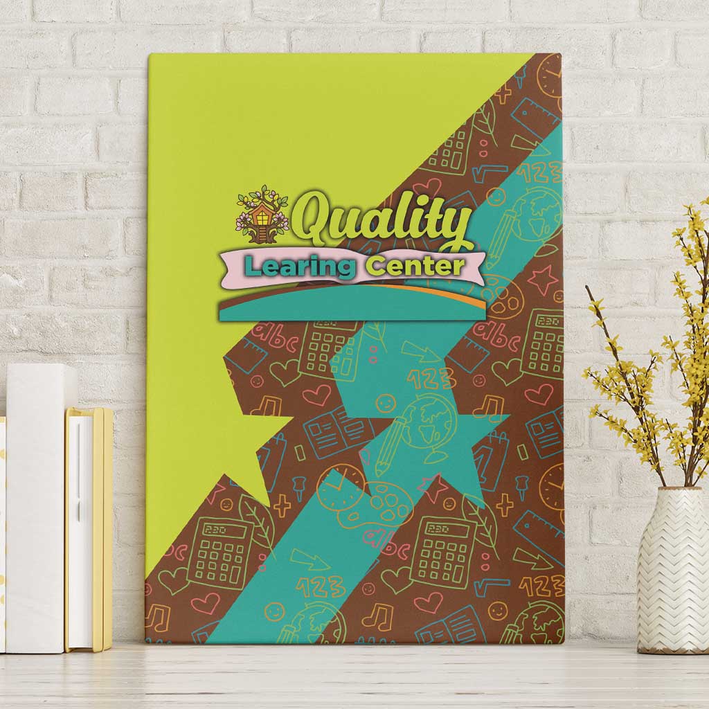Quality Learning Center Canvas Wall Art with School Supply Doodle Pattern