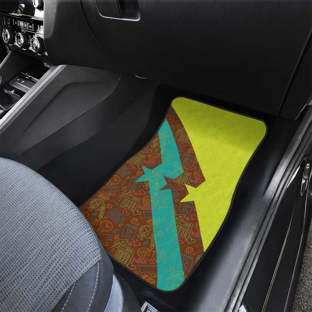 Quality Learning Center Car Mats with School Supply Doodle Pattern