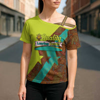 Quality Learning Center Cross Shoulder Shirt with School Supply Doodle Pattern