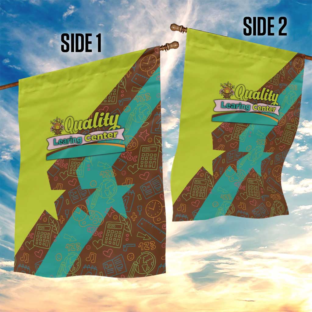 Quality Learning Center Garden Flag with School Supply Doodle Pattern