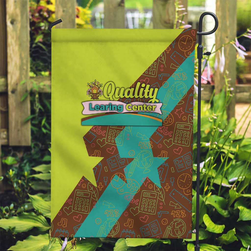 Quality Learning Center Garden Flag with School Supply Doodle Pattern