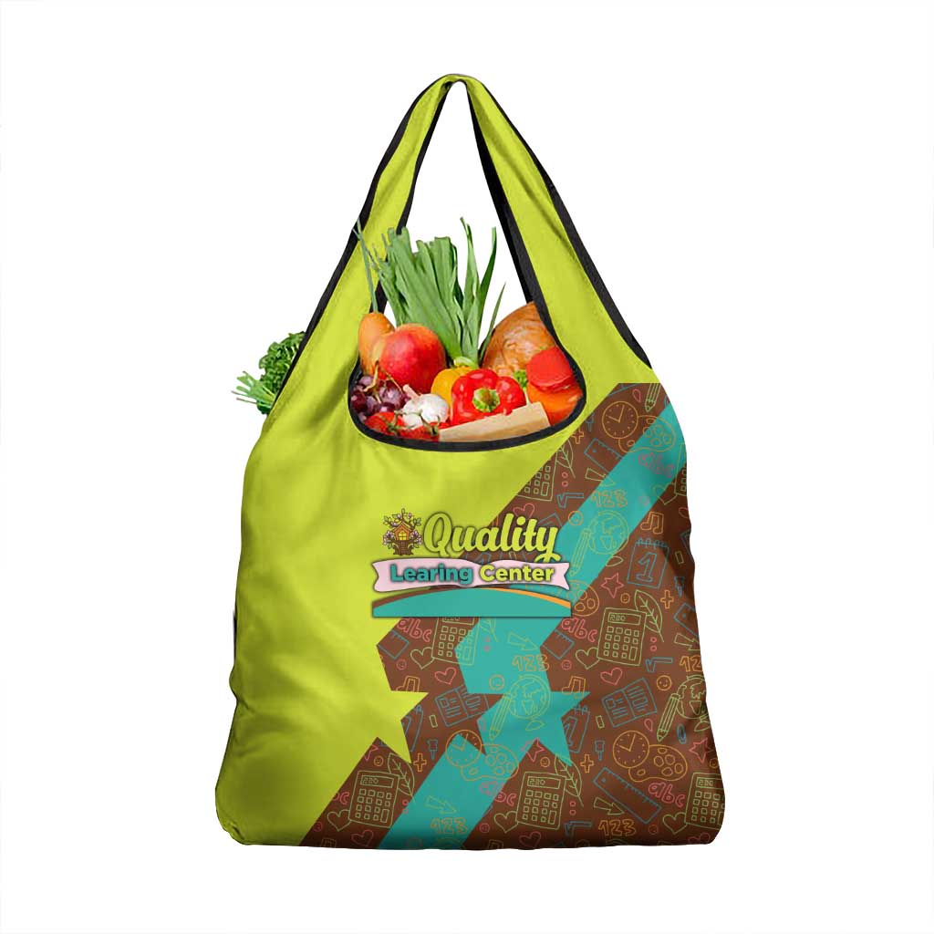 Quality Learning Center Grocery Bag with School Supply Doodle Pattern
