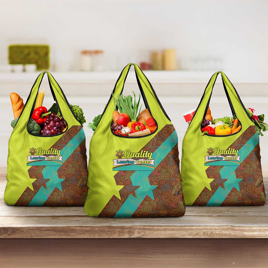 Quality Learning Center Grocery Bag with School Supply Doodle Pattern