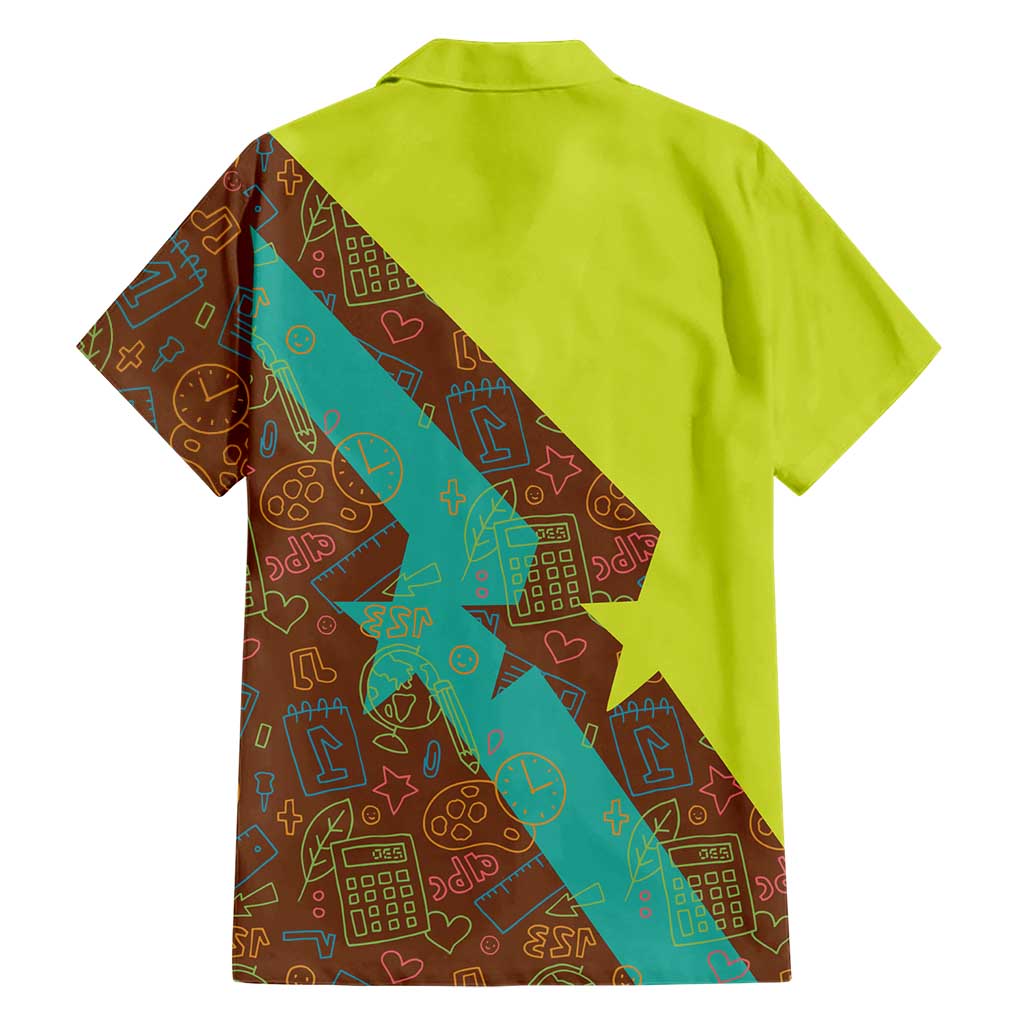 Quality Learning Center Hawaiian Shirt with School Supply Doodle Pattern