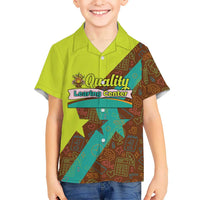Quality Learning Center Hawaiian Shirt with School Supply Doodle Pattern