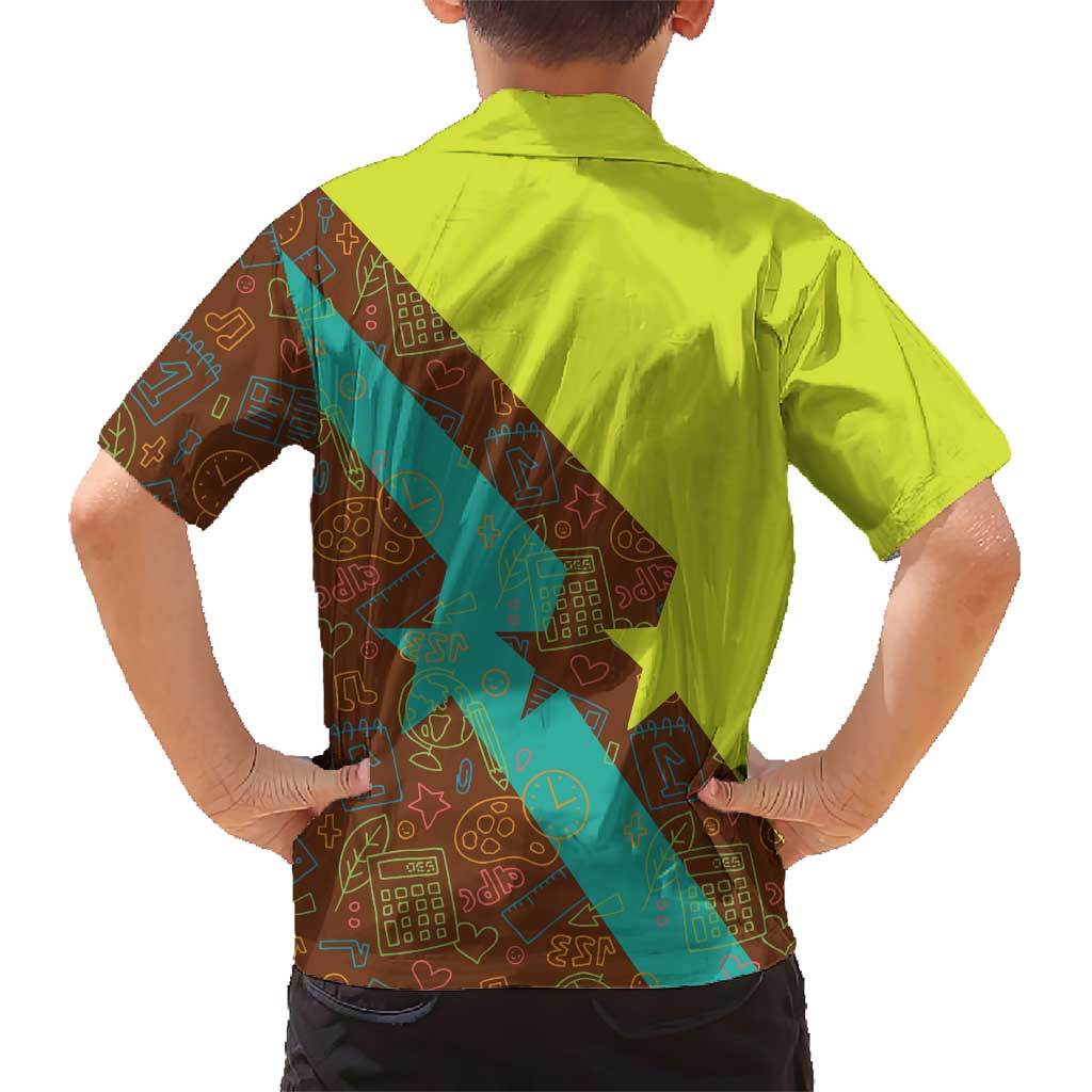Quality Learning Center Hawaiian Shirt with School Supply Doodle Pattern