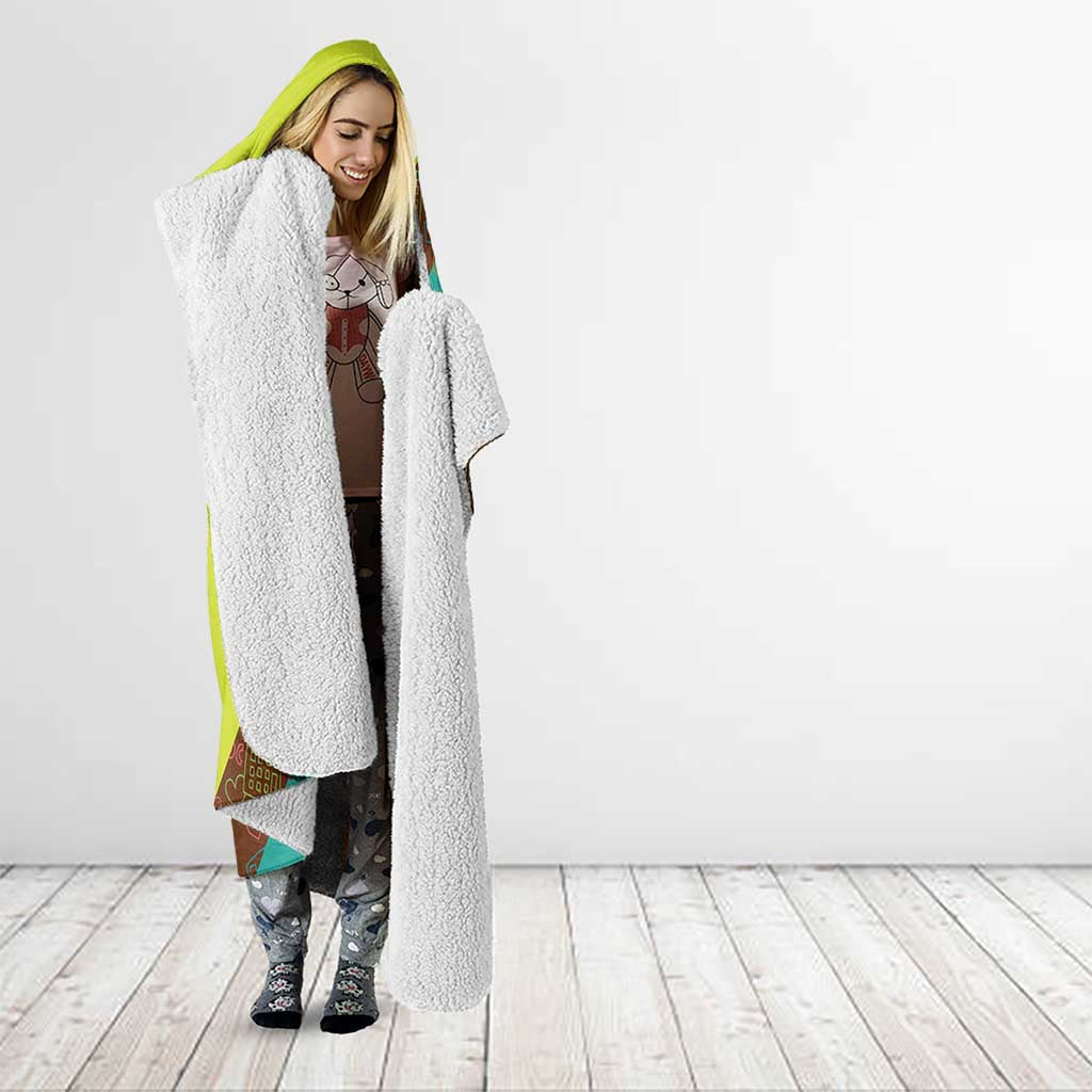 Quality Learning Center Hooded Blanket with School Supply Doodle Pattern