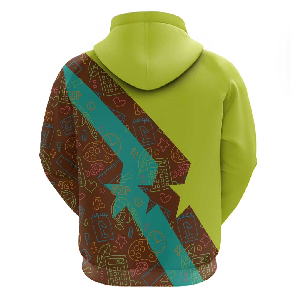 Quality Learning Center Hoodie with School Supply Doodle Pattern