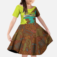 Quality Learning Center Kid Short Sleeve Dress with School Supply Doodle Pattern