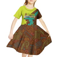 Quality Learning Center Kid Short Sleeve Dress with School Supply Doodle Pattern