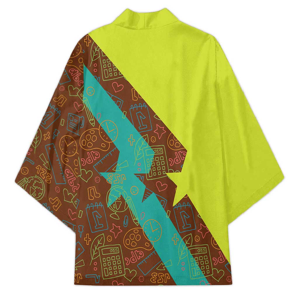 Quality Learning Center Kimono with School Supply Doodle Pattern