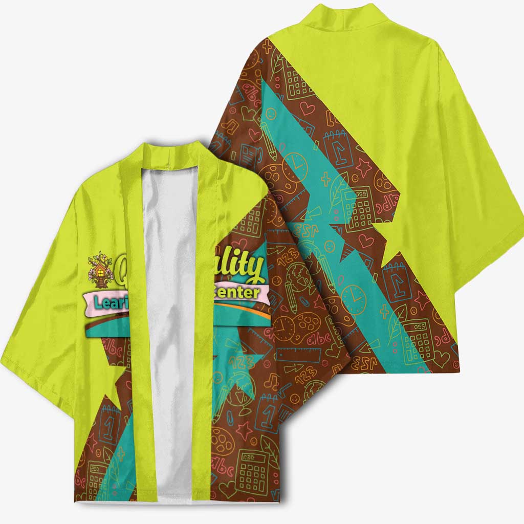 Quality Learning Center Kimono with School Supply Doodle Pattern