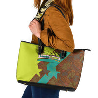 Quality Learning Center Leather Tote Bag with School Supply Doodle Pattern