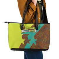 Quality Learning Center Leather Tote Bag with School Supply Doodle Pattern