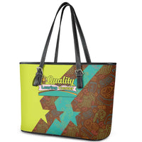 Quality Learning Center Leather Tote Bag with School Supply Doodle Pattern