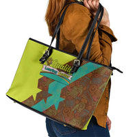 Quality Learning Center Leather Tote Bag with School Supply Doodle Pattern