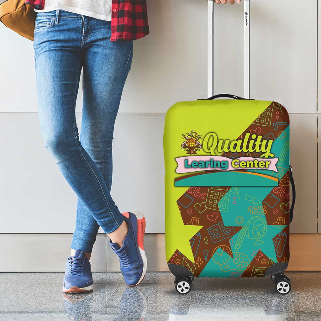 Quality Learning Center Luggage Cover with School Supply Doodle Pattern