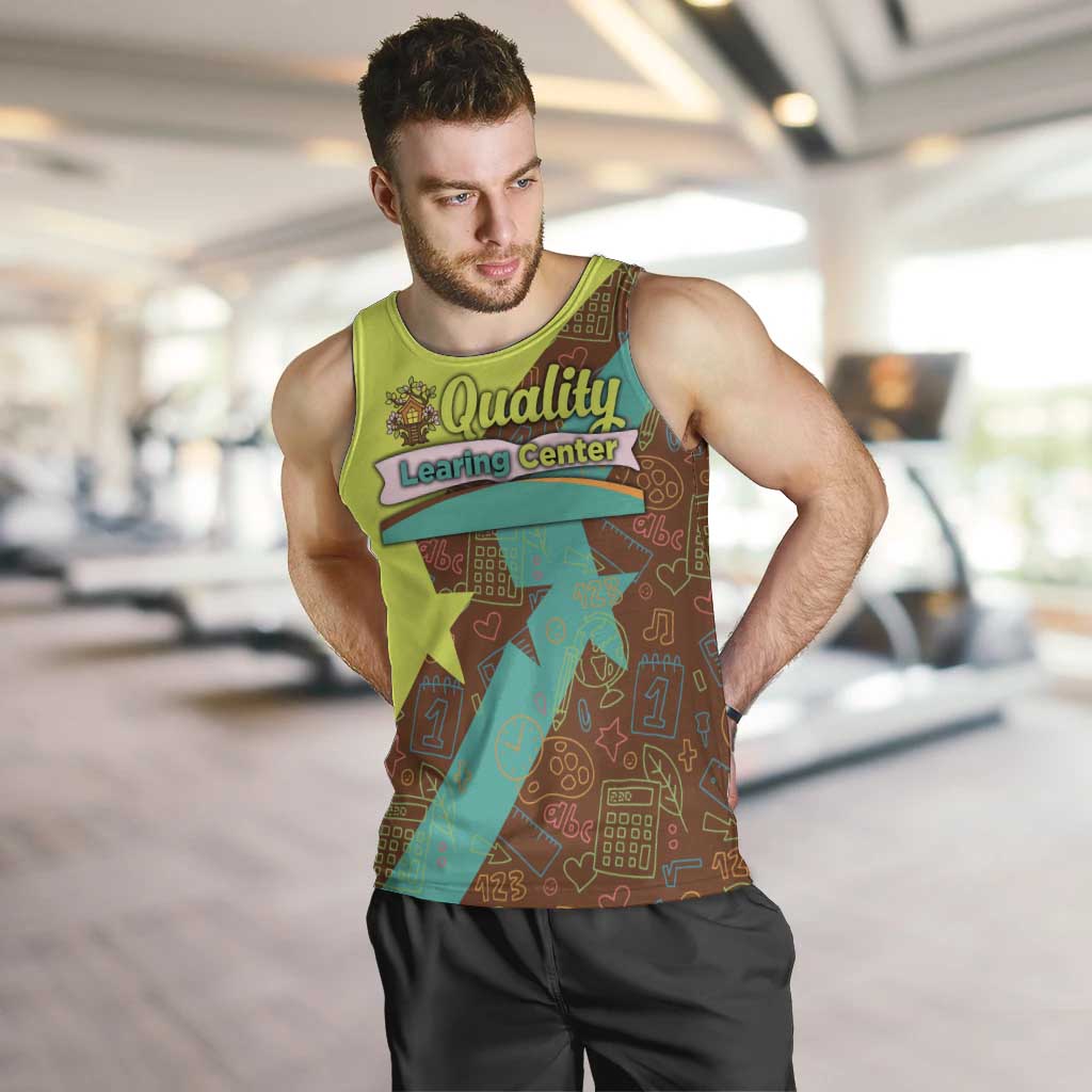 Quality Learning Center Men Tank Top with School Supply Doodle Pattern