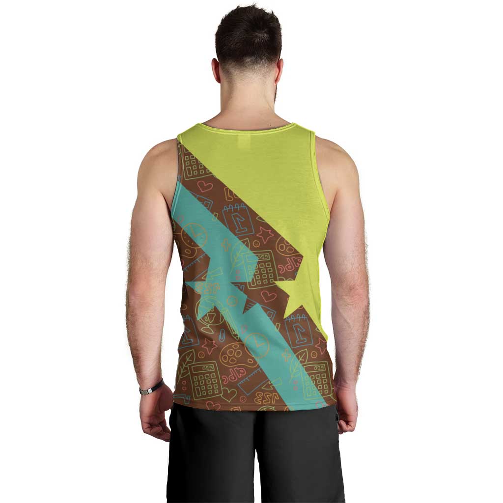 Quality Learning Center Men Tank Top with School Supply Doodle Pattern
