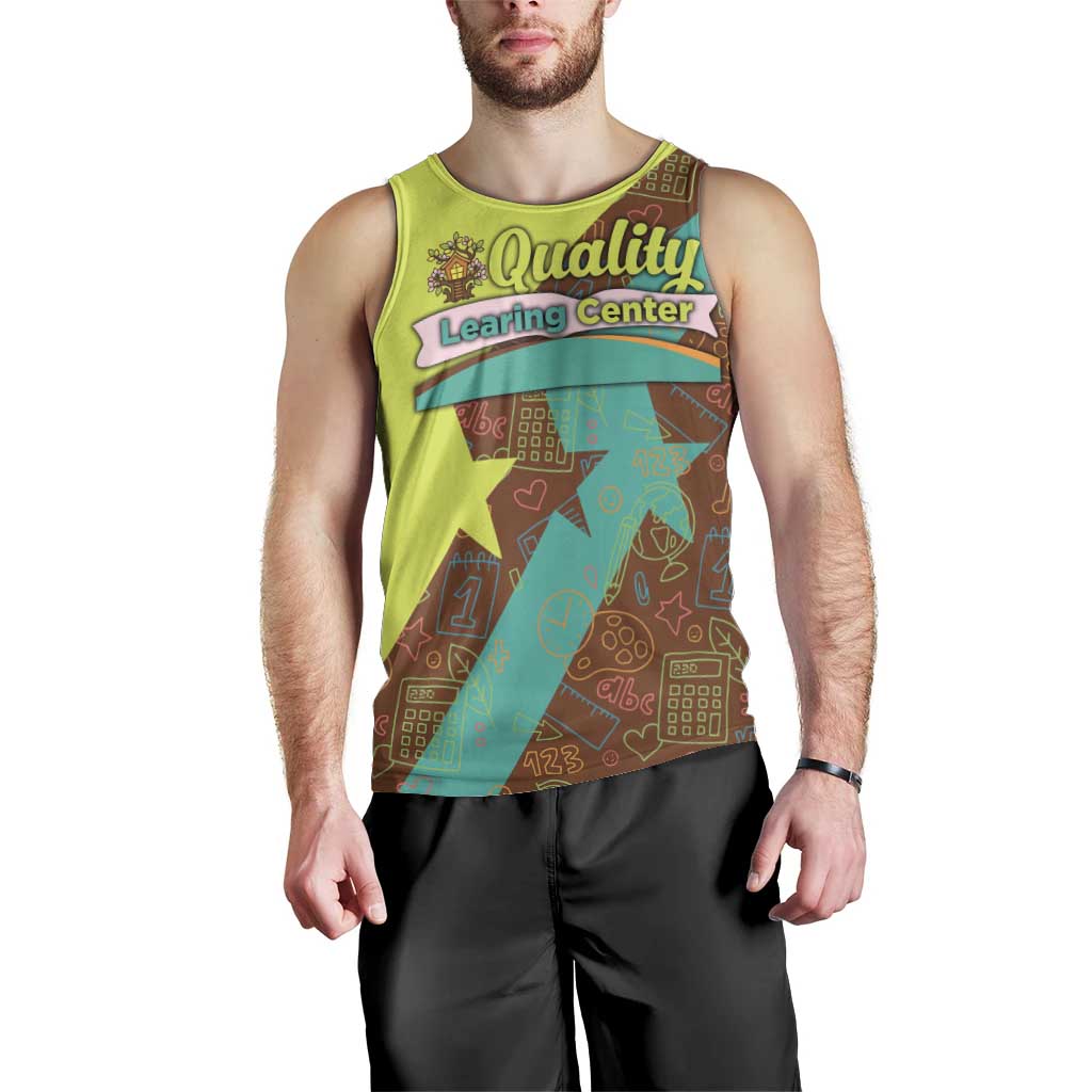 Quality Learning Center Men Tank Top with School Supply Doodle Pattern