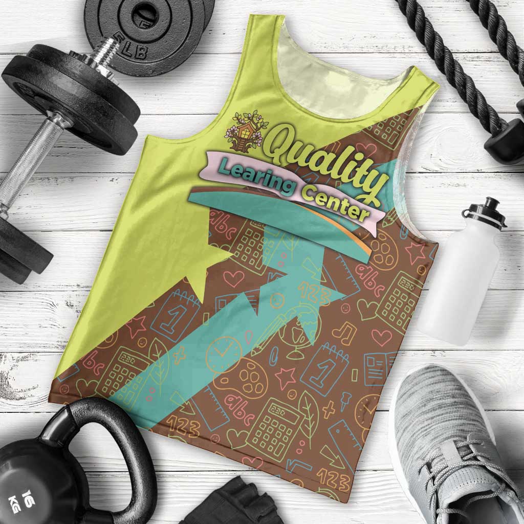 Quality Learning Center Men Tank Top with School Supply Doodle Pattern