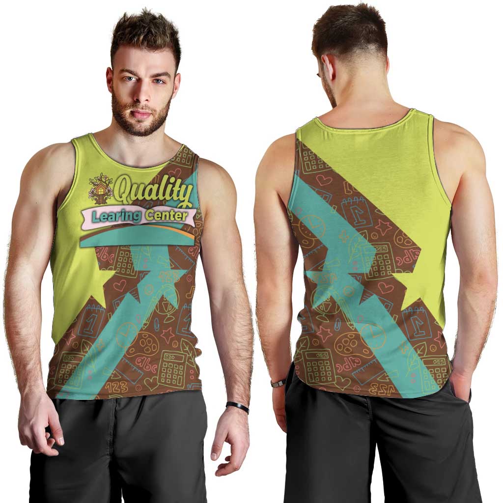 Quality Learning Center Men Tank Top with School Supply Doodle Pattern