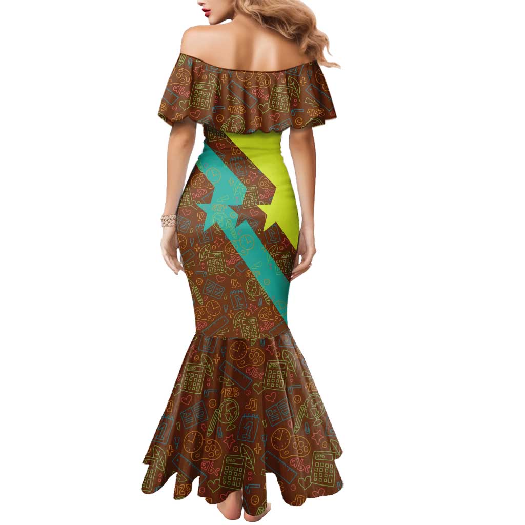 Quality Learning Center Mermaid Dress with School Supply Doodle Pattern