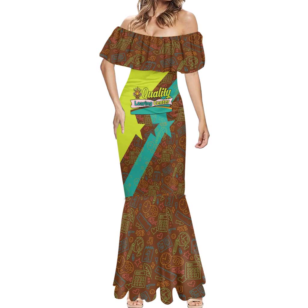 Quality Learning Center Mermaid Dress with School Supply Doodle Pattern