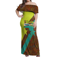 Quality Learning Center Off Shoulder Maxi Dress with School Supply Doodle Pattern