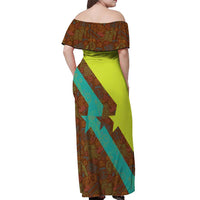 Quality Learning Center Off Shoulder Maxi Dress with School Supply Doodle Pattern