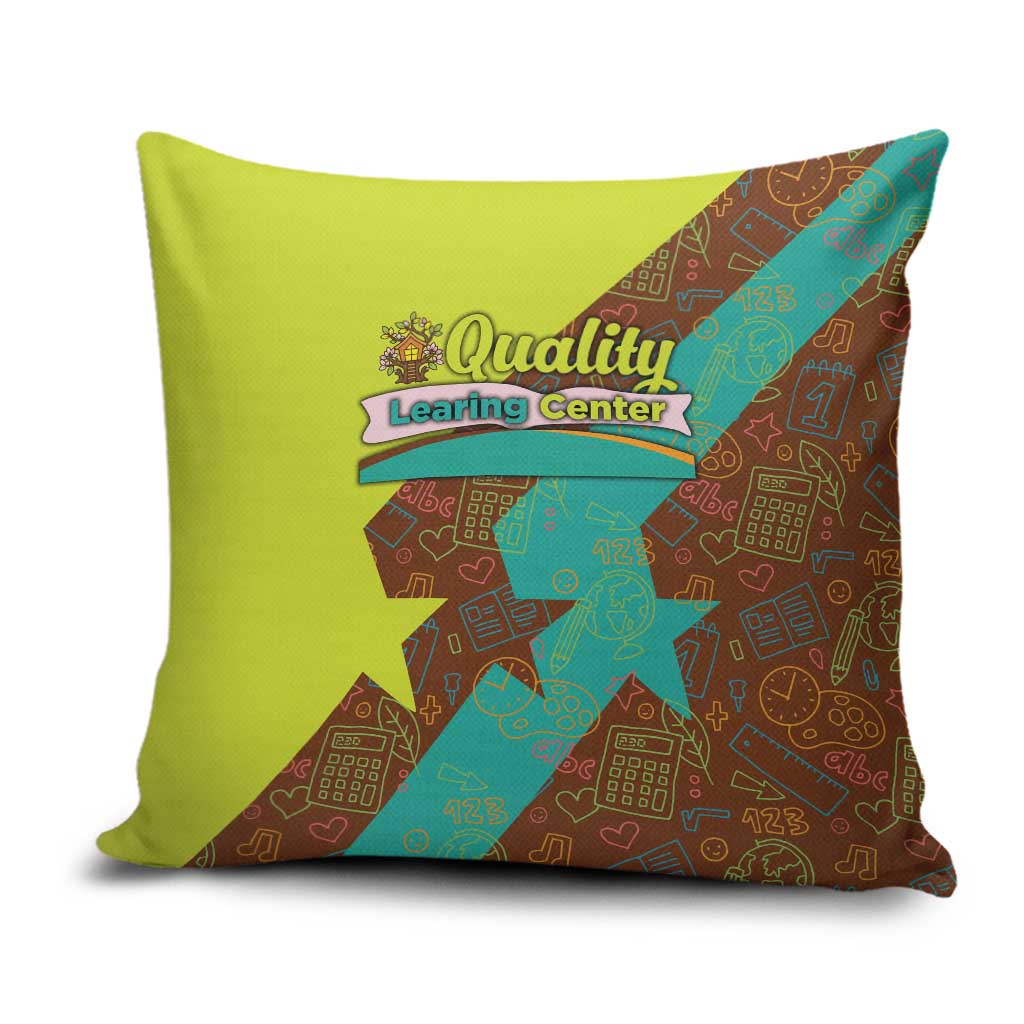 Quality Learning Center Pillow Cover with School Supply Doodle Pattern