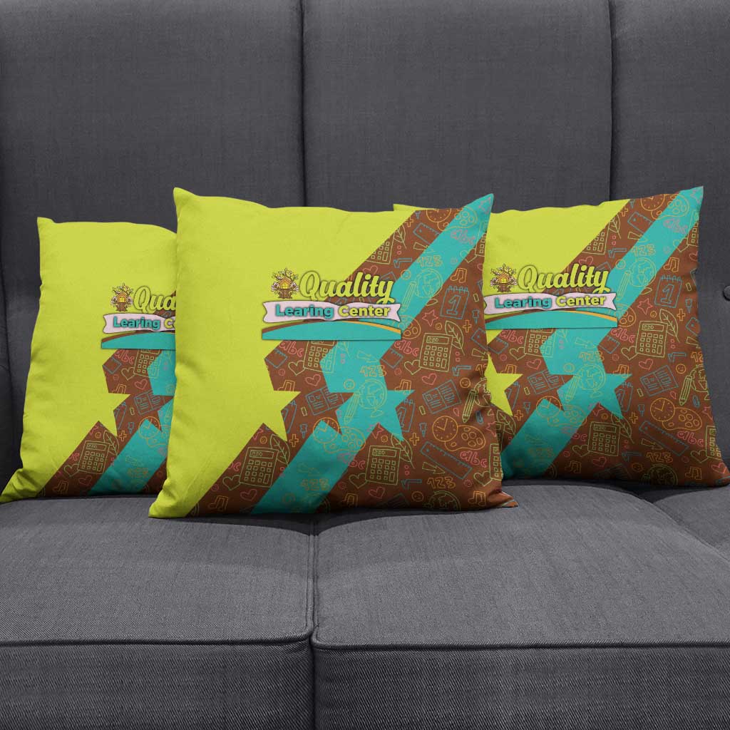 Quality Learning Center Pillow Cover with School Supply Doodle Pattern