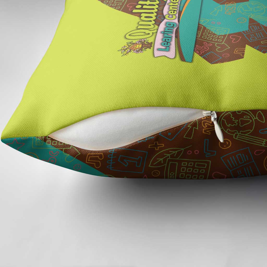Quality Learning Center Pillow Cover with School Supply Doodle Pattern