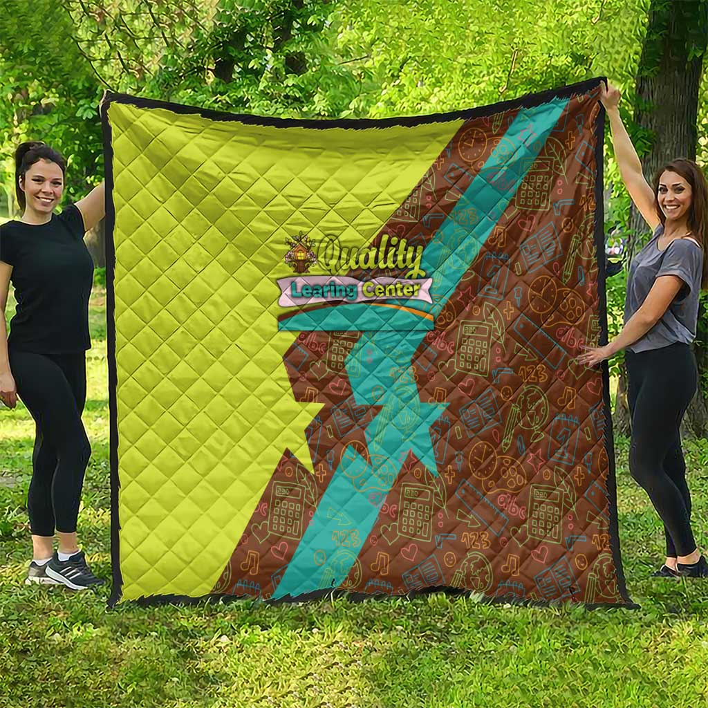 Quality Learning Center Quilt with School Supply Doodle Pattern