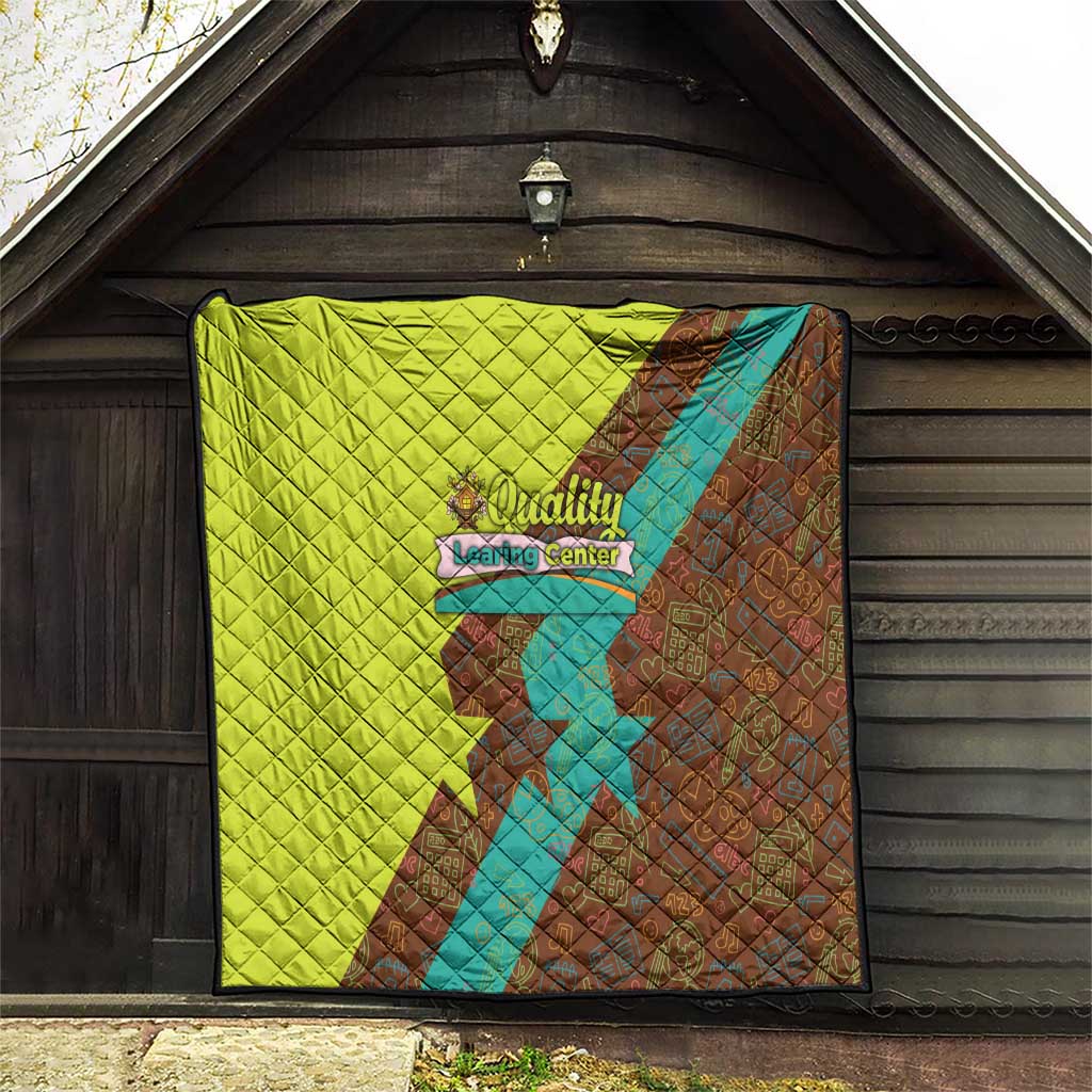 Quality Learning Center Quilt with School Supply Doodle Pattern