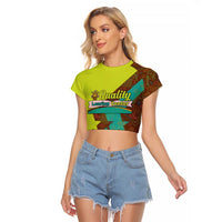 Quality Learning Center Raglan Cropped T Shirt with School Supply Doodle Pattern